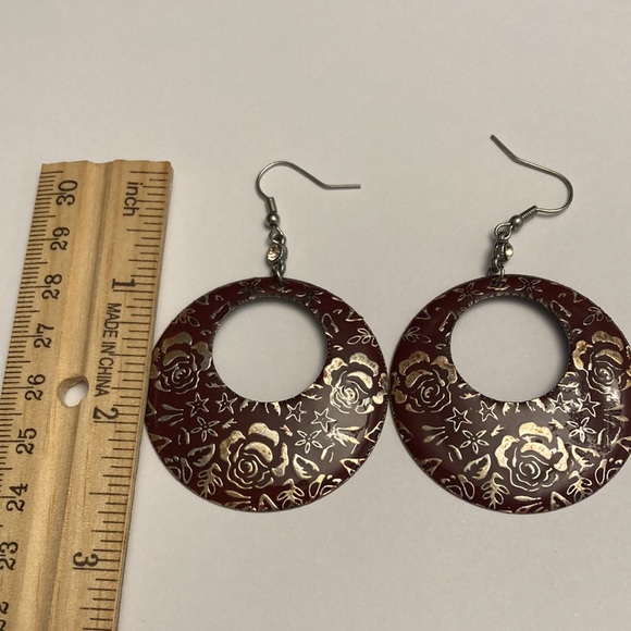 Rose Flower Hoop Circle Earrings - Picture 14 of 16